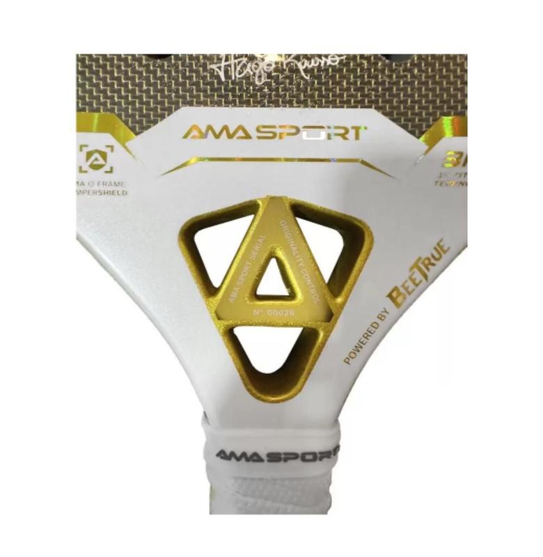 Raquete de Beach Tennis Ama Sport kronos White Titanium Hugo Russo